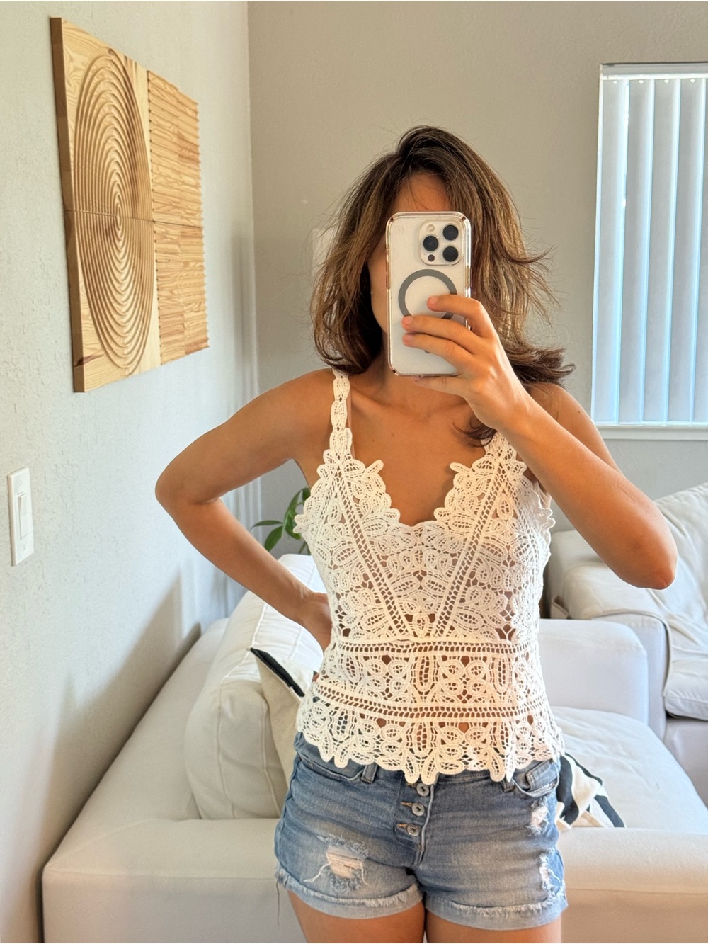 NWOT ADORA White Crochet Lace V-Neck Camisole